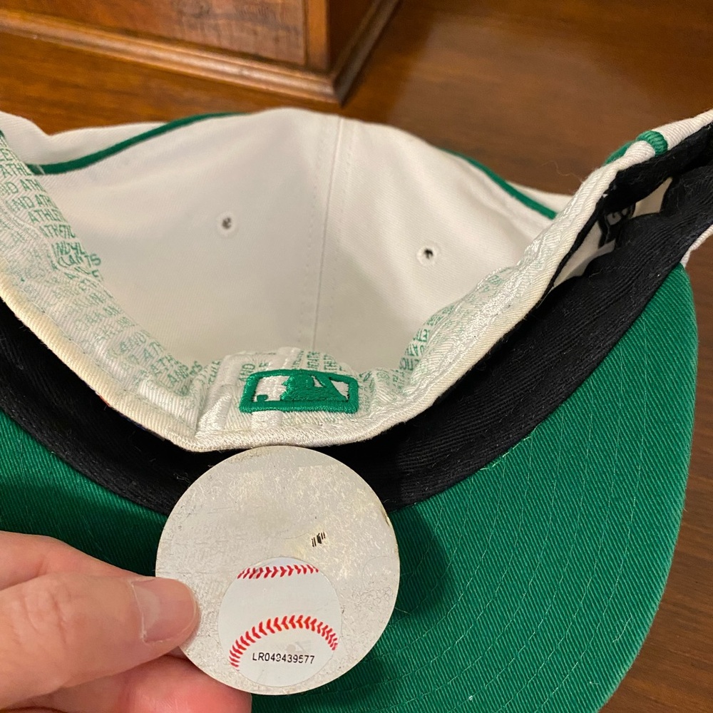 Y2K New Era 59FIFTY Oakland Athletics Embroidered Wordmark Cap White Green 7 5/8 - Picture 9 of 12